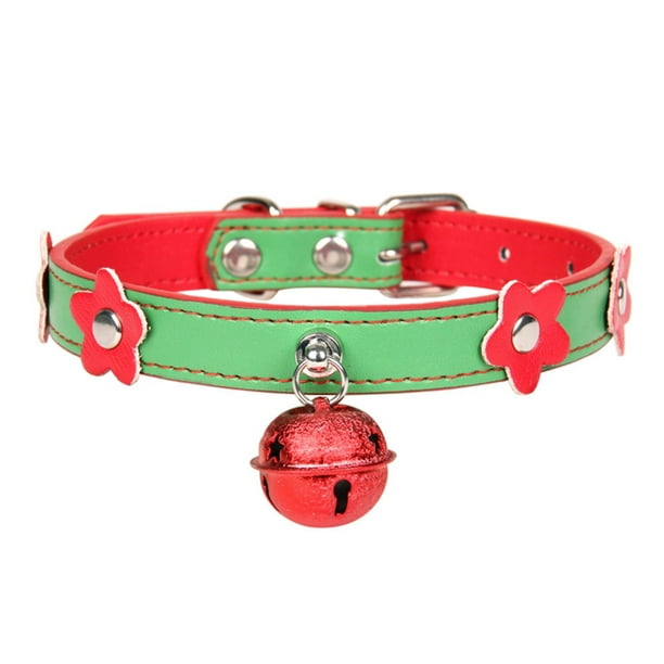 Christmas Cute Pet Dog Pu Leather Buckle Collar Xmas Adjustable Bell Collar Walmart Com Walmart Com