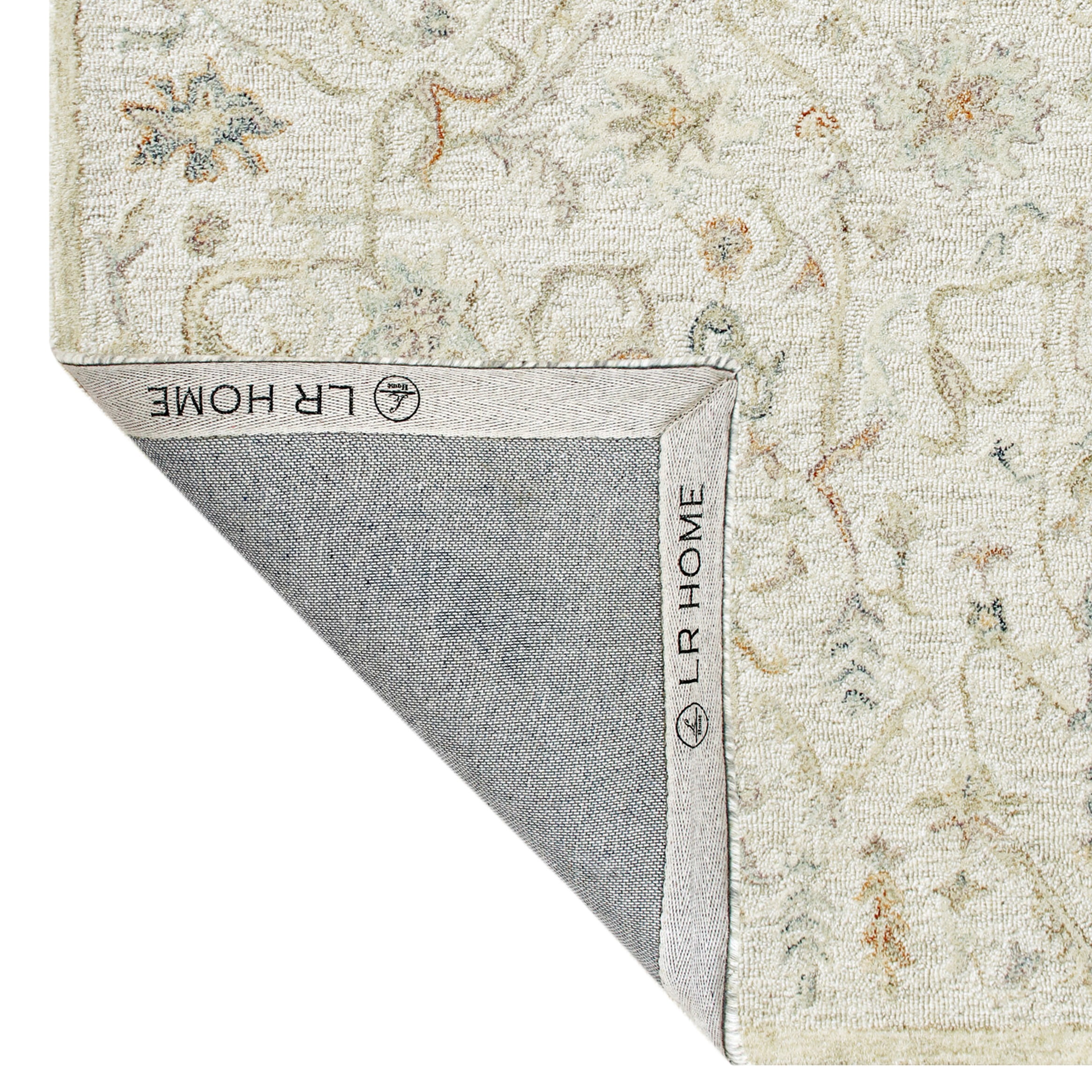 Laddha Home Designs 5' x 7.75' Hand Tufted Abstract Floral Area Throw Rug - Cream and Blue
