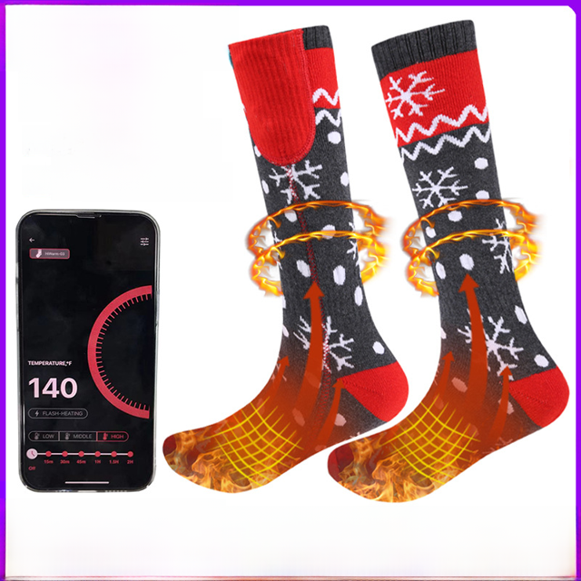 Calcetines calefactores eléctricos con control de temperatura por aplicación para exteriores, calcetines calefactores para esquí, calentadores inteligentes USB