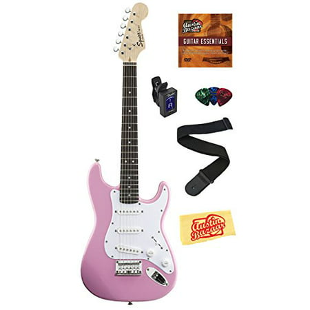 Squier by Fender Limited Edition Mini Strat Electric Guitar Bundle with Strap, Tuner, Picks, and Polishing Cloth - Sunburst -
