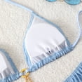 thumbnail image 4 of uvwlwu Women Ribbed Triangle Halter Bikini Top with Tassel Charm Two Piece Swimsuit,S, 4 of 7