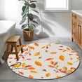 thumbnail image 3 of Small Round Rug 3Ft Washable Non-Slip, Orange Leaves Fall Circle Area Rugs for Living Room Bedroom, Branches Birds Pine Cones Rustic Indoor Floor Mats Carpet Runner for Home Decor, 3 of 8