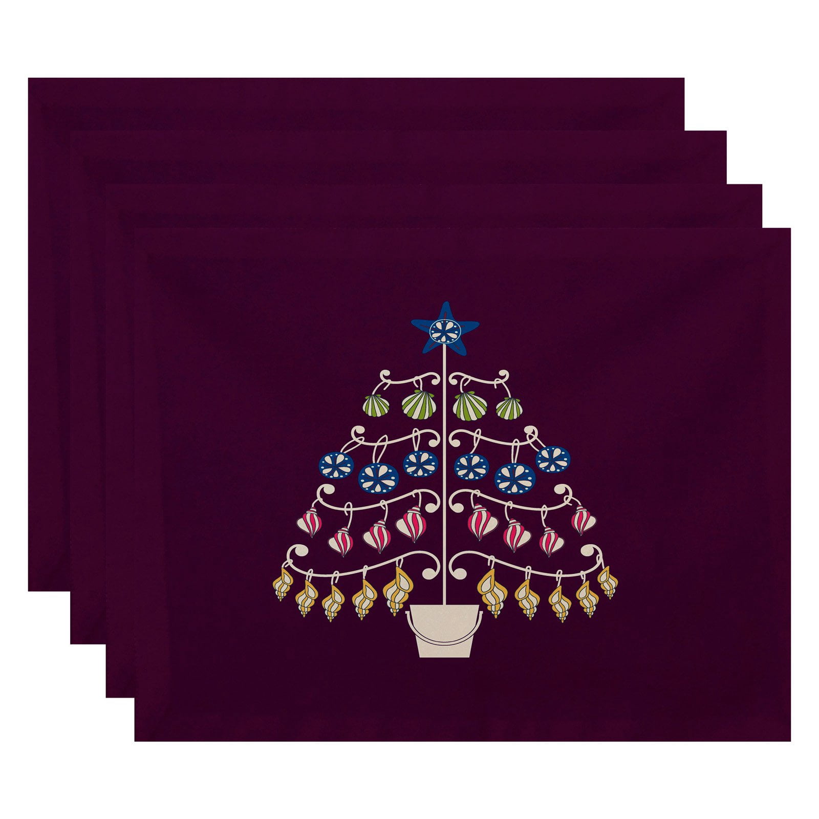 Simply Daisy 18" x 14" Beach Tree Geometric Print Placemats, Set of 4