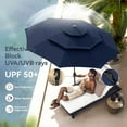 thumbnail image 3 of SOPTY 10ft Patio Umbrellas with 24 pcs LED Solar Lights, Outdoor Market Table Lighted Umbrella with 8 Steel Ribs, Tilt for UV-Resistant, Lotus Leaf Shape Canopy, -10ft-3 Tier-Navy Blue, 3 of 14