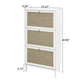 thumbnail image 4 of Rattan 3 Door Shoe Rack Cabinet, Freestanding Modern Engineered Rattan Storage with Gold Handles for Entryway,White, 4 of 26