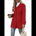 thumbnail image 2 of Abrigo Clásico de Invierno para Mujer con Bolsillos y Botonadura Sencilla. Rojo M, 2 of 9