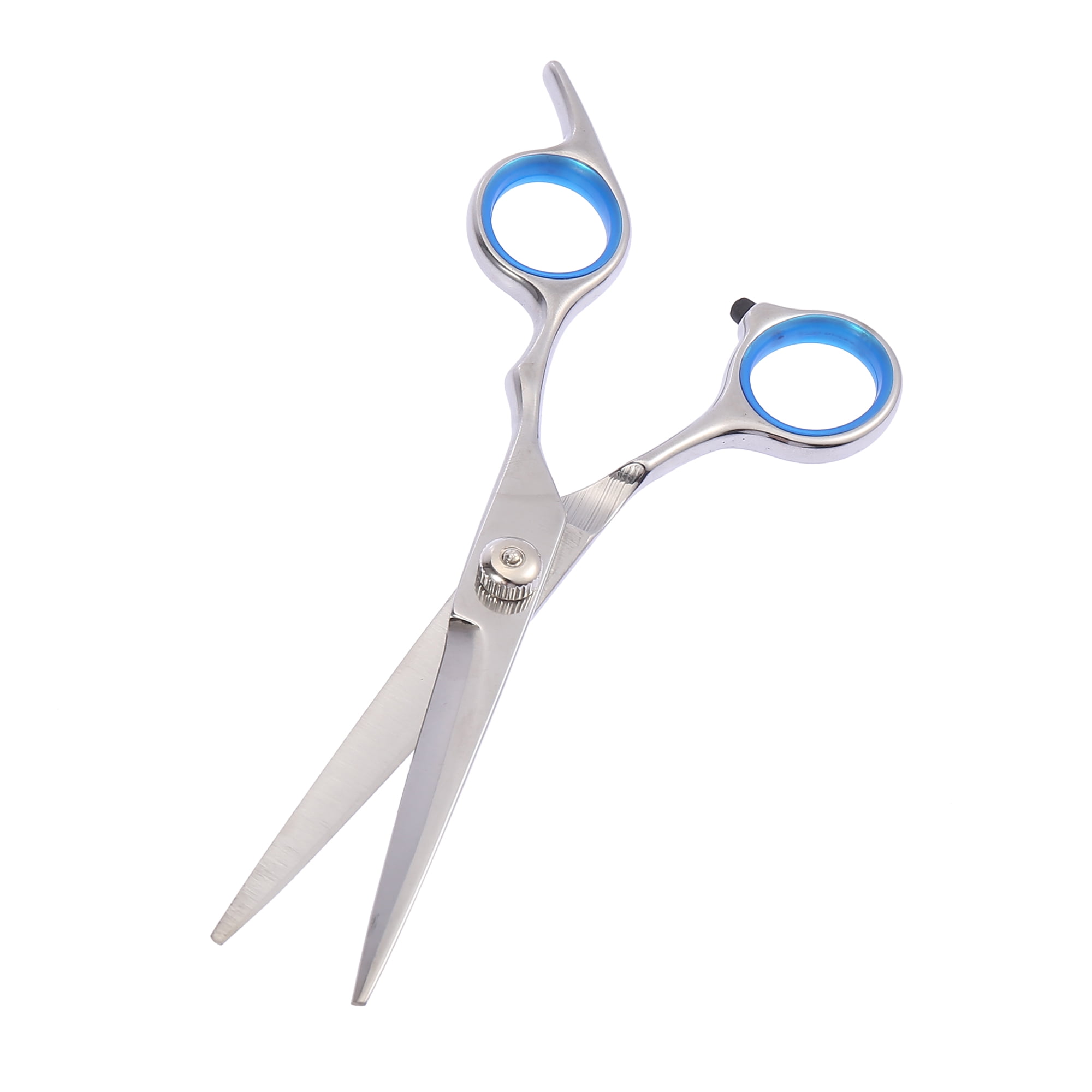 Unique Bargains Portable 6.69" Straight Scissors Hair Cut for Men Women Blue Gasket Ring