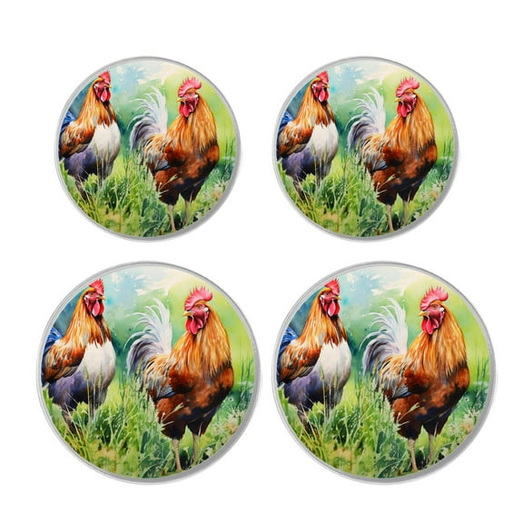 Round Stove Burner Covers 4 Pcs Round Gas Stove Burner Cover 8Inch And 10Inch for ,Chicken Rooster Grass Vintage Elegant design