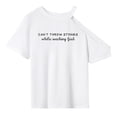 thumbnail image 2 of Camiseta de manga corta con hombros descubiertos, elegante, versátil, estampada, para niñas y mujeres, ideal para el hogar, mochileros, viajes y caminatas. XL, 2 of 8
