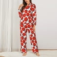 thumbnail image 2 of Fotbe Hand Drawn Tomatoes Conjunto de Pijama de Manga Larga para Mujer con Estampado, Ropa de Dormir de 2 Piezas, Conjunto de Casa Suave y Cómodo con Bolsillos-Small, 2 of 7