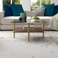 thumbnail image 4 of Evelyn&Zoe Otto 32" Wide Square Coffee Table with Faux Walnut Shelf, Brass, 4 of 6