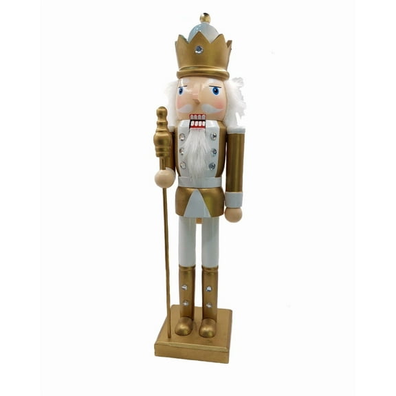 Christmas Nutcracker the Staffbearer. Wizardi Classic Wooden Festive Decoration F07M14-45-N01315B