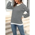 thumbnail image 5 of Horizontal Striped Knitted Round Collar Sweater Long Sleeve for Women Black X-Large, 5 of 5