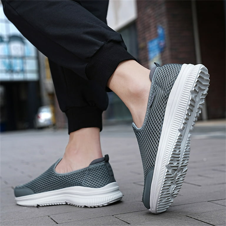 HSMQHJWE Jogging Shoes For Men Dress Sneaker Shoes For Men Fashion Summer  Men Breathable Mesh Shallow Mouth Slip On Lightweight Casual Shoes Sneaker