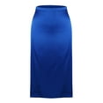 thumbnail image 5 of Elvqul Silk Skirts for Women Ladies Satin Plain Blue Midi Skirts, 5 of 6