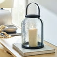 thumbnail image 3 of (2 pack) Better Homes & Gardens Black Metal Hammered Glass Candleholder Lantern, 11", Large, 3 of 7
