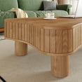 thumbnail image 2 of Hassch Lift Top Fluted Coffee Table, Modern Farmhouse Center Table with Hidden Storage and Silent Hydraulic Lift, Easy Assembly for Living Room, Home Office (Light Brown), 2 of 6