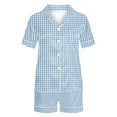 thumbnail image 4 of cfhntfmh 2 Piece Pajama Sets for Women Casual Print Collared Buttons down Soft Sleepwear Shirts Comfy Wide Leg Shorts Pjs Sets, 4 of 4