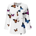 thumbnail image 4 of Hauts Habillés pour Femmes Mode T-shirt Ample Imprimé Blouse Mi-Longue Manches 3/4 Col Rond Hauts Décontractés Hauts Décontractés pour Femmes en Liquidation, 4 of 4