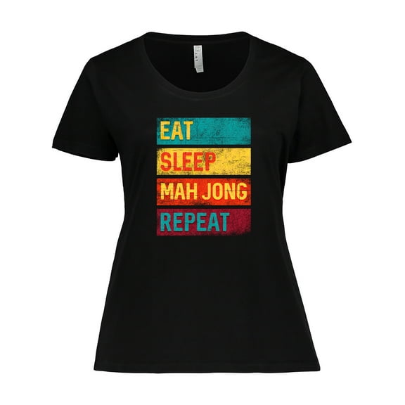 Inktastic Eat Sleep Mah Jong Repeat Women's Plus Size T-Shirt
