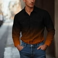 thumbnail image 2 of USNSM (S-5XL) Big and Tall Men's Casual Gradient Print Long Sleeve Shirt Lightweight Top Button Down Dressy Shirts with Pockets Orange M, 2 of 5