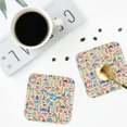 thumbnail image 4 of Rateoe Famous Places Drawing Drink Coasters Set of 4 Leather Coasters Spill Protection for Table Desk,Durable and Non Slip Leather Coaster ,4 Inches Drink Mats-Square, 4 of 6
