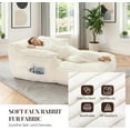 thumbnail image 4 of Reliancer 67.7" Oversized Chaise Lounge Chair Indoor, Faux Fur Upholstered Boneless Sofa Bed, Deep Seat Sleeper Couch Reading Chairs with Armrest, Cloud Sofas Couches for Living Room, Beige, 4 of 9