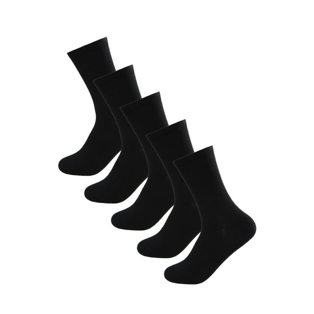 Calcetines Deportivos Informales De Trabajo Elásticos De Algodón Alto Para Hombre, 5 Pares Negro M