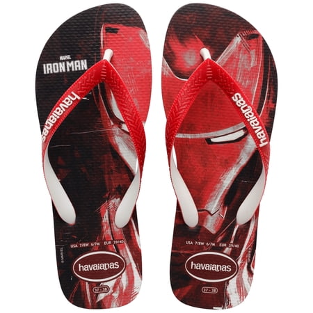 Havaianas Boys Kids Top Marvel Iron Man Flip Flop Sandals, Red, Size 3/4 Youth