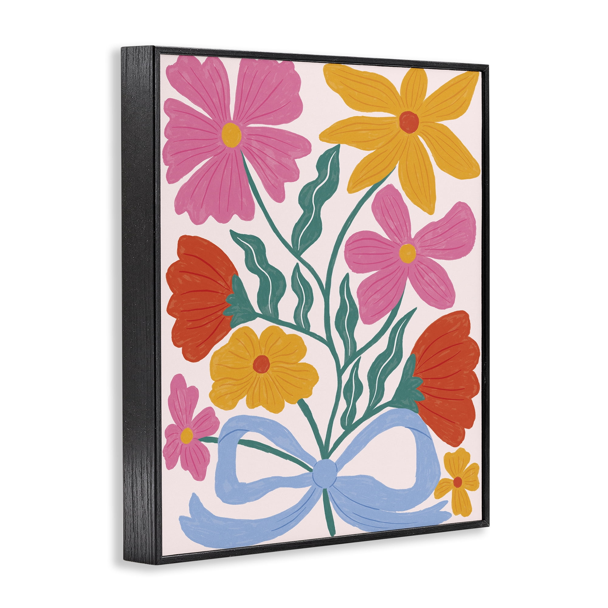 Stupell Industries Mid Century Fresh Florals Black Framed Giclee Art, design by Lisa Barlow