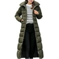 thumbnail image 3 of Women's Outerwear Hooded Long Cotton-padded Jacket with Pocket Coats, Faux Fur Trim and Tie Waist for a Stylish Look, in Green, Size XXXL, 3 of 5