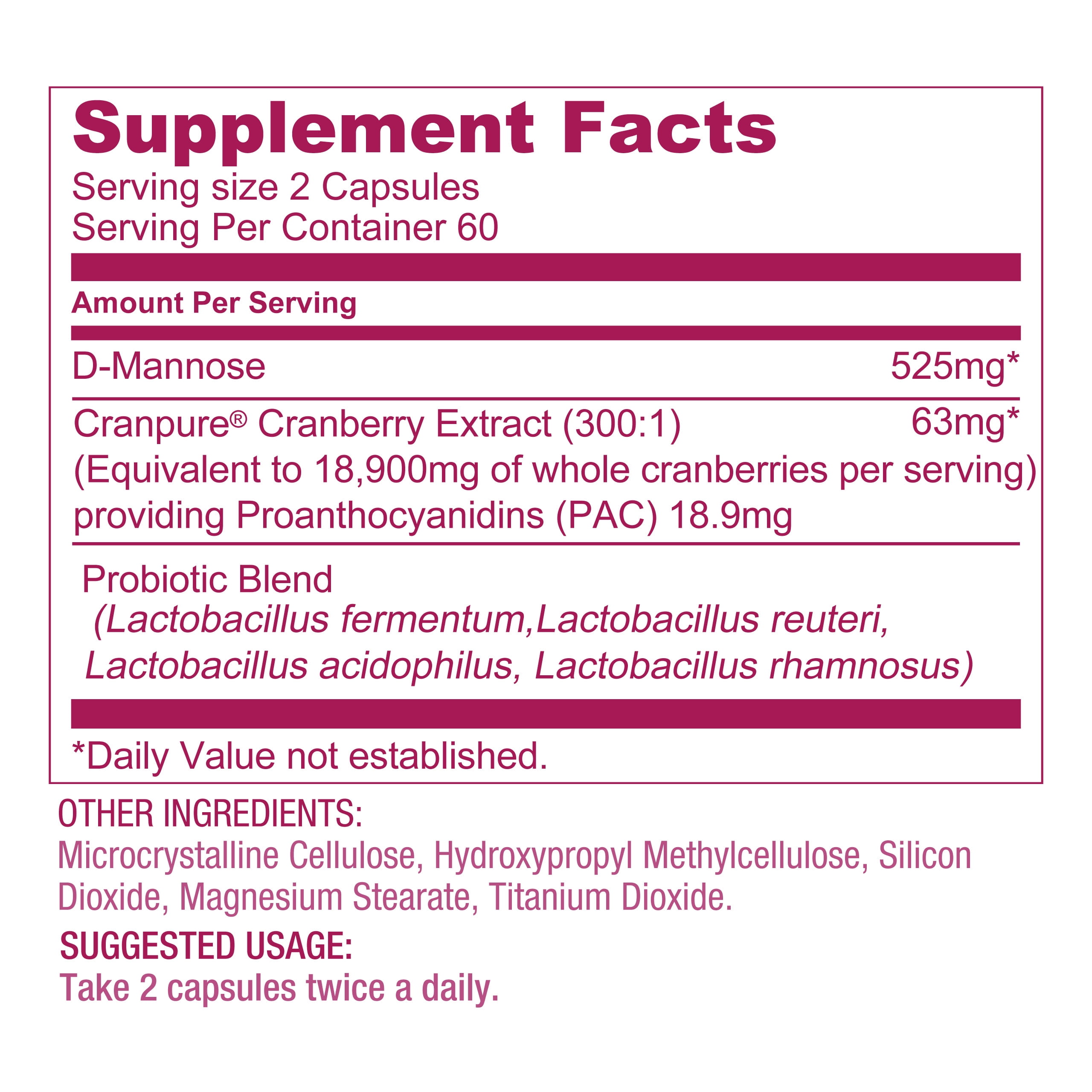LOVITA Women's Care Supplement – Supports Urinary Tract & Digestive Health with D-Mannose, Cranberry & Probiotics – 120 Vegan Capsules