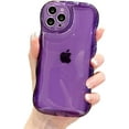 thumbnail image 2 of for iPhone 13 Pro Max Case 6.7 inch, Cute Clear Bubble Shell Case Frame Wavy Edge Transparent Full Protective Soft TPU Shockproof Phone Cover for Women Girls(Purple,for iPhone 13 Pro Max), 2 of 14
