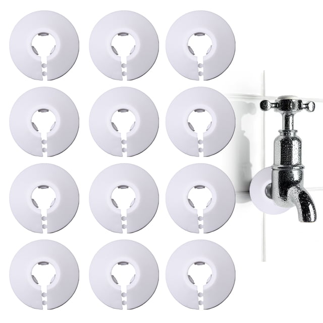 12 cubiertas para tuberías de radiador, cubiertas de plástico para tuberías de agua, cubiertas de tuberías blancas para decoración de tuberías de 12 mm de diámetro(blanco)