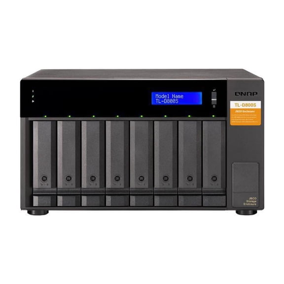 QNAP TL-D800S Drive Enclosure SATA/600 - Mini-SAS Host Interface Tower - 8 x HDD Supported - 8 x SSD Supported - 8 x Total Bay - 8 x 2.5"/3.5" Bay