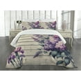 thumbnail image 2 of Ambesonne Lavender Quilted Bedspread Set 3 Pcs, Nostalgia Farm Leafy Bloom, King Size, Pale Khaki Quartz Mauve, 2 of 4