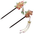 thumbnail image 1 of Elegantes palillos de madera hechos a mano para accesorios para hacer el cabello, palillos retro vintage para mujeres de pelo largo, pasadores con clips, 1 of 7