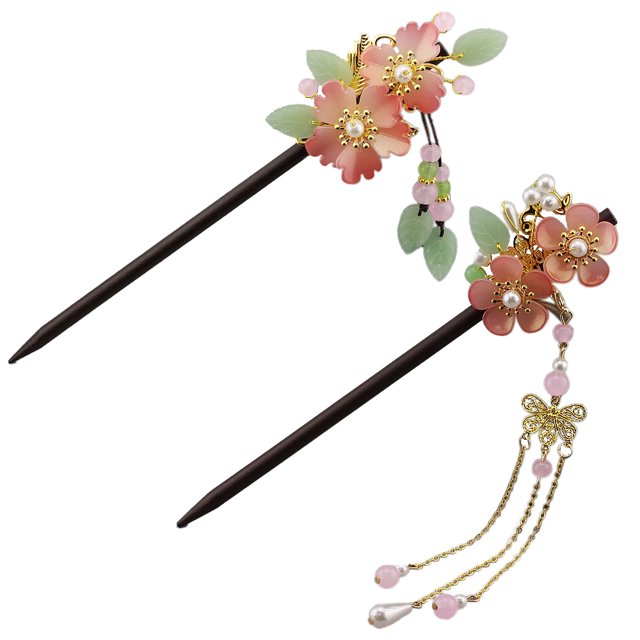 Elegantes palillos de madera hechos a mano para accesorios para hacer el cabello, palillos retro vintage para mujeres de pelo largo, pasadores con clips