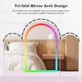 thumbnail image 5 of Hironpal Vanity Desk with Arched Tri-folding Mirror and Lights, Makeup Dressing Table with Adjustable Brightness and Storage Space for Women Girls Gift, 5 of 7