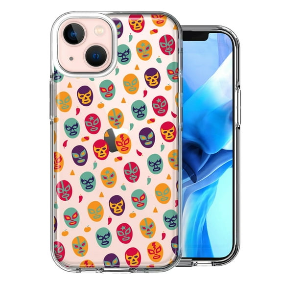 MUNDAZE For Apple iPhone 13 Lucha Libre Masks Design Double Layer Phone Case Cover