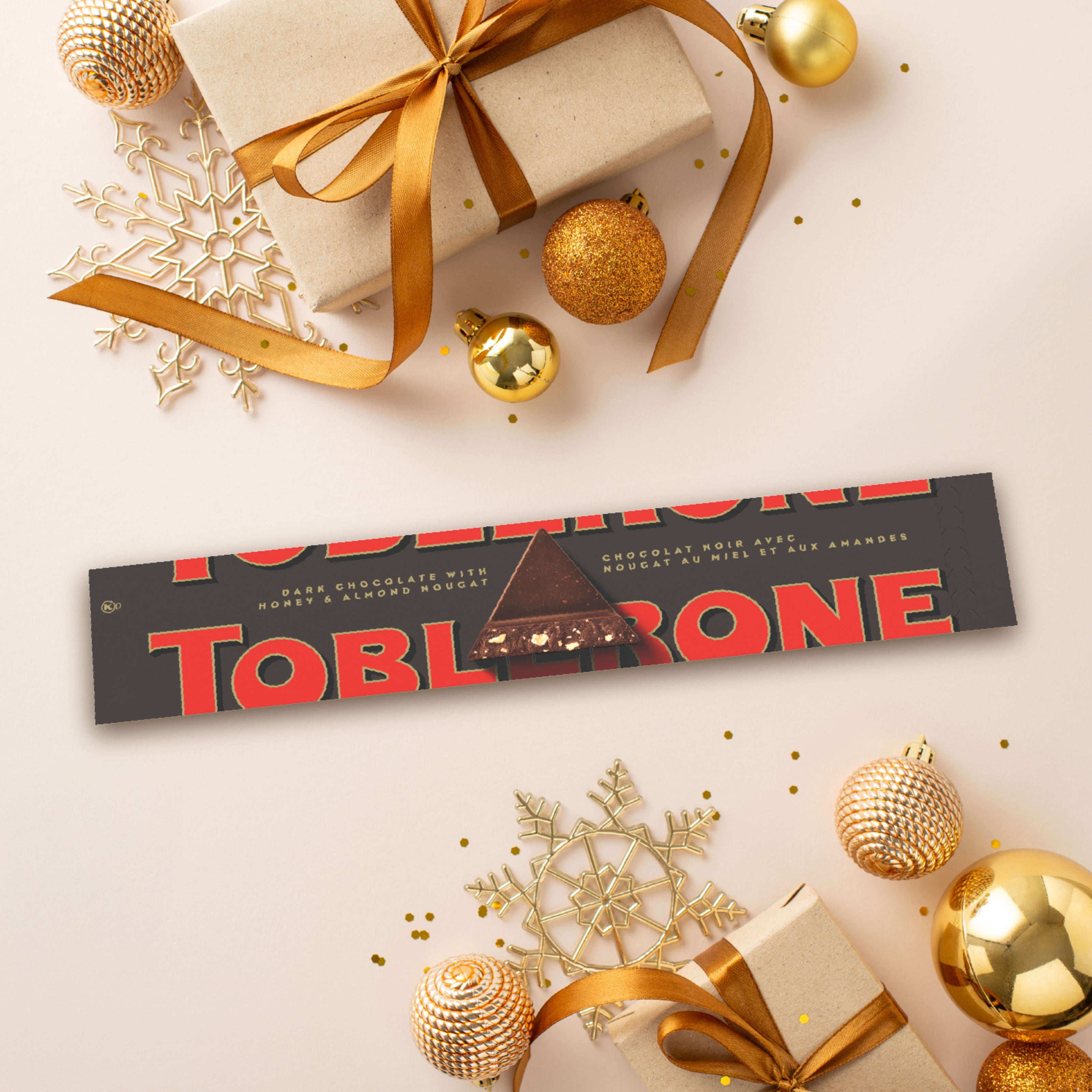 TOBLERONE, Dark Chocolate Bar with Honey and Almond Nougat, Holiday Chocolate, Holiday Gift, 360 g