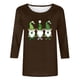thumbnail image 5 of TaTaai Women St. Patrick's Print Loose Black Crew Neck 3/4 Sleeve Top Fashion Casual T-Shirt Ladies Spring Holiday Wear Lightweight Breathable Non-See-Through No Fading Stylish Top Gift, 5 of 7
