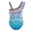 thumbnail image 5 of Uorisanigo Bathing Suits for Girls Blue Mermaid Scale Print One Piece Beach Swimming Suit with Ruffled Sleeve Straps Beach Swimwear, Size 3-4, 5 of 7