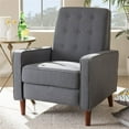 thumbnail image 2 of Bowery Hill Mid-Century Fabric Tufted Recliner in Gray/Walnut, 2 of 12