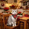 thumbnail image 4 of Christmas Pet Bandana, 23.6in Plaid Snowflake Triangle Scarf for Dogs & Cats, Holiday Party Outfit, Green Red, 4 of 6
