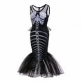 thumbnail image 3 of Girls Mermaid Skeleton Costume Halloween Black Princess Dress Cosplay Outfits, Size for 4-5Y, 3 of 7