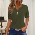 thumbnail image 2 of yunLCZ Basic T Shirts Women's Fashion Casual Solid Color Button Short Sleeve Top T Shirt Office Shirts Camouflage XXL, 2 of 4