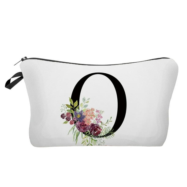 Regalos para las Mujeres Bolsa de Maquillaje de la Carta de la Flor, Bolsa de Maquillaje de la Carta, Bolsa de Maquillaje de la Primera Carta, Regalo de Cumpleaños de las Señoras, Amiga de la Madre, B