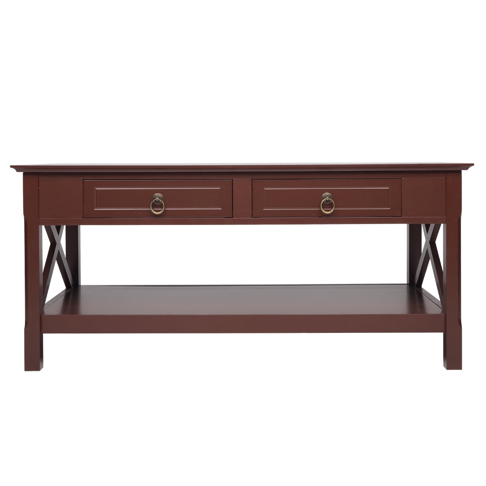 Private Jungle FCH Simple Two-Pull Solid Wood Coffee Table With Two Sides Crossed-Brown Private Jungle FCH Simple Two-Pull Solid Wood Coffee Table With Two Sides Crossed-Brown