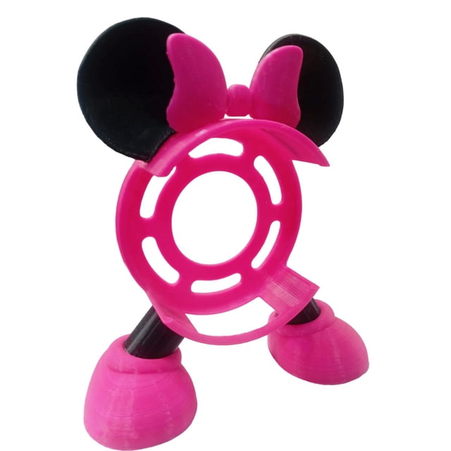 Base Alexa 3ra Gen Compatible MinnieAlexa 1 pza16.5x14.5x6.3cm Rosa y Negro No incluye Alexa Echo ni Cargador.